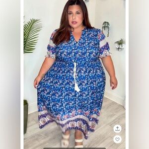 Plus Boho Print Maxi Dress